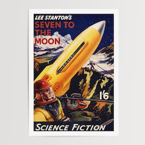 Vintage Sci-Fi Pulp Wall Art – 1950s Rocket Space Explorer Cover Poster, Retro Science Fiction Illustration Print | Atomic Archive Prints