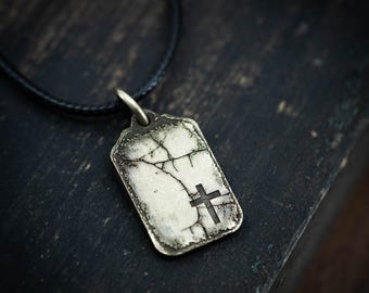 Kreuz Messing verstellbare Hundemarke Boho Vintage Schmuck für jeden Tag, Herren Militärhundehalskette