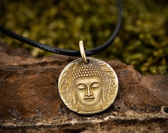 Einzigartige Messing Zen Buddha Anhänger Halskette, Glück Meditation Anhänger Halskette, Unisex Devotionalie Halskette