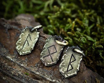 Runen Anhänger: Viking Norse Design (personalisierter Messing Anhänger)