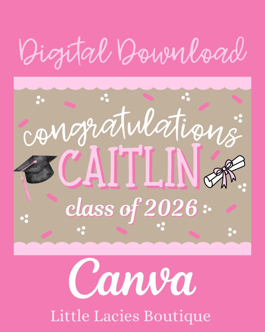 Pink Graduation Banner Template, Graduation Party Backdrop, Senior ...