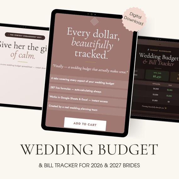 Wedding Budget Spreadsheet — Budget & Bill Tracker for Couples | Google Sheets Excel | Expense Tracker, Debt Tracker, Wedding Planner Budget
