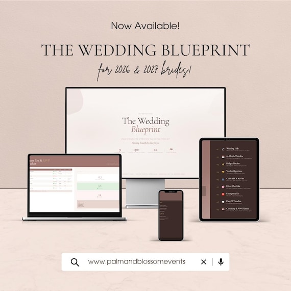 Wedding Blueprint Spreadsheet – 12-Month Planner, Budget, Guest List (Digital Download)