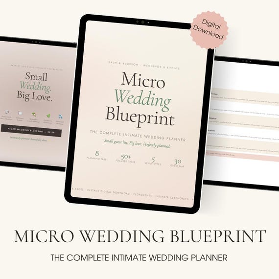 Micro Wedding Planner | Small Intimate Wedding Blueprint | Vow Guide + Budget  + Guest List | Wedding Must Haves | Elopement | Digital