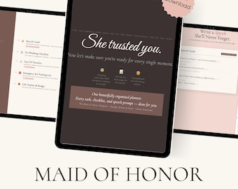 Maid of Honor Blueprint — MOH Speech Guide, Planner & Day-Of Checklist | Gift for MOH | Google Sheets Excel | Digital Download