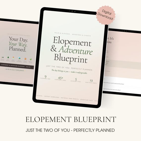 Elopement Planner | Wedding Timeline | Park Permit Checklist + Vow Guide + Photography | Elopement Checklist | Wedding Must Haves | Digital