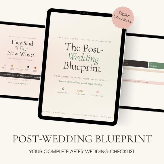 Post Wedding Checklist Spreadsheet | Thank You Card Tracker, Name Change Checklist | Newlywed Planner | Google Sheets | Digital Download