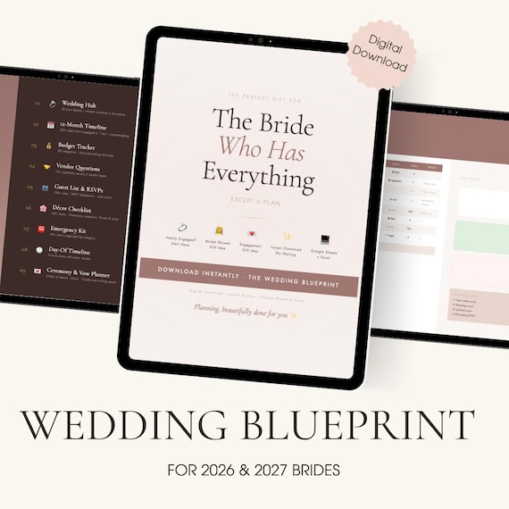 Wedding Blueprint Spreadsheet – 12-Month Planner, Budget, Guest List (Digital Download) Wedding Checklist & Budget with Google Sheets