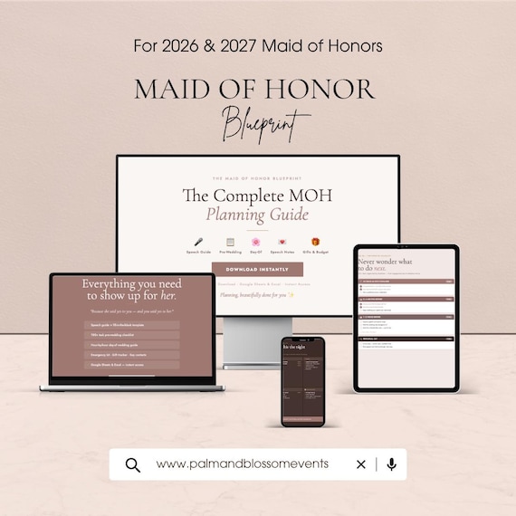 Maid of Honor Blueprint — Speech Guide and MOH Planner | Gift for Bride from Maid of Honor | Google Sheets & Excel | Digital Download