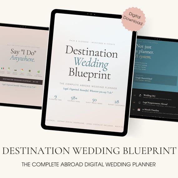 Destination Wedding Planner | Abroad Wedding Planning Spreadsheet | Checklist + Guest Travel Tracker + Multi-Currency Budget | Digital