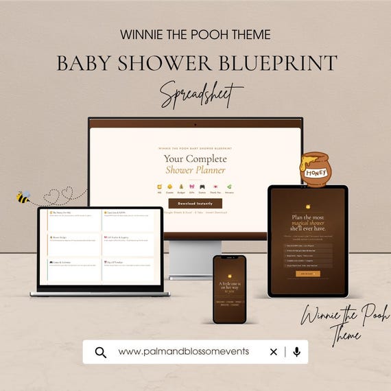 Winnie the Pooh Baby Shower Blueprint — Shower Planner, Guest List, Budget Tracker, Gift Log, Games & Nursery Checklist | Baby Shower Gift