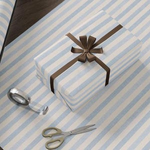 Pale Blue Stripe Gift Wrap, Elegant 90gsm Wrapping Paper