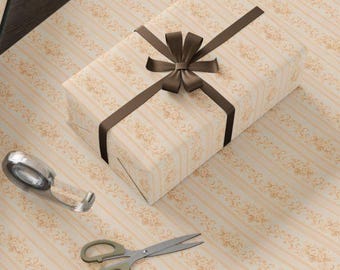 Vintage Roses Gift Wrap, Elegant Cream Floral Paper