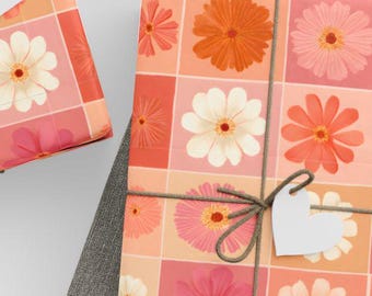 Pastel Floral Wrapping Paper, Elegant Gift Wrap, Birthday Celebration Print