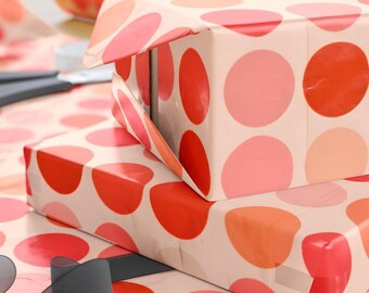 Retro Polka Dot Gift Wrap, Bold Circle Pattern, 90 GSM Fine Art Paper
