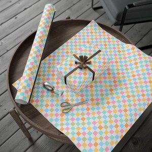 Colorful Checkered Wrapping Paper, Gift Wrap Roll, Birthday Party, Holiday Present, Decorative Packaging, Vibrant Squares Design
