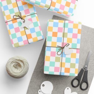 Colorful Checkered Gift Wrap, Multi-colored Square Pattern Wrapping Paper, Perfect for Birthdays, Holidays, Special Occasions