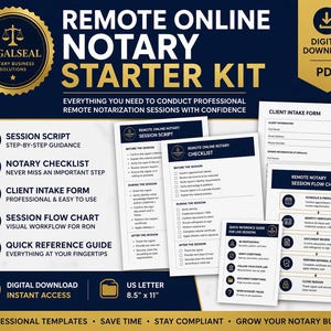 Remote Online Notary Starter Kit, RON Session Script, Checklist, Client Intake Form, Notary Business Template, Notary Guide