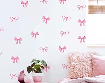 Pink Bow & Love Heart Wall Stickers | Bedroom, Nursery, Cubby House Decorative DIY Home Decoration