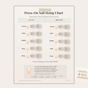 Maattabel voor zelfklevende kunstnagels | Bewerkbaar Canva-sjabloon | Klantmeetformulier