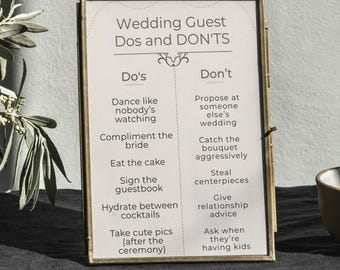 Funny Wedding Guest Rules Sign, Dos and Don'ts Etiquette (Digital Download)