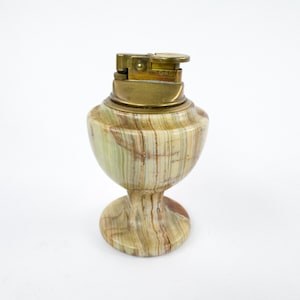 Vintage Onyx Marble Table Lighter – Mid Century Stone Desk Lighter – Decorative Onyx Object – Sculptural Tobacciana