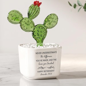 Personalized Retirement Flower Pot Gift, Custom Crochet Flower Keepsake, Never Underestimate The Difference You Made Sign, Retirement Gift