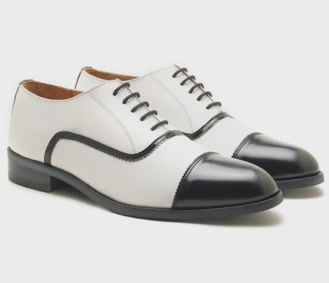 Vintage-inspired Two-tone Oxfords | Handmade Black and White Leather ...