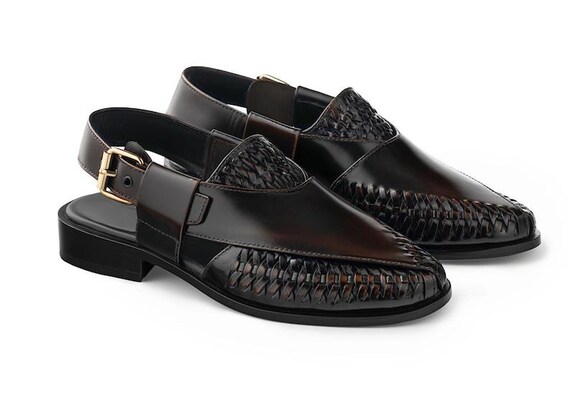 Handmade Peshawari Chappal for Men Genuine Leather Pakistani Sandals Traditional Pashtun Footwear
