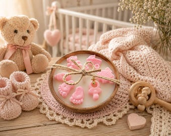 Baby Girl Soy Candle in Wooden Bowl | New Baby Girl Gift | Baby Shower Gift for Mom | Nursery Decor | Handmade Candle