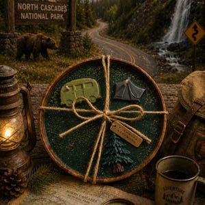 North Cascades Adventure Candle – Camping Gift, RV Life Decor, National Park Inspired Soy Candle, Nature Lover Gift, Wooden Bowl Candle