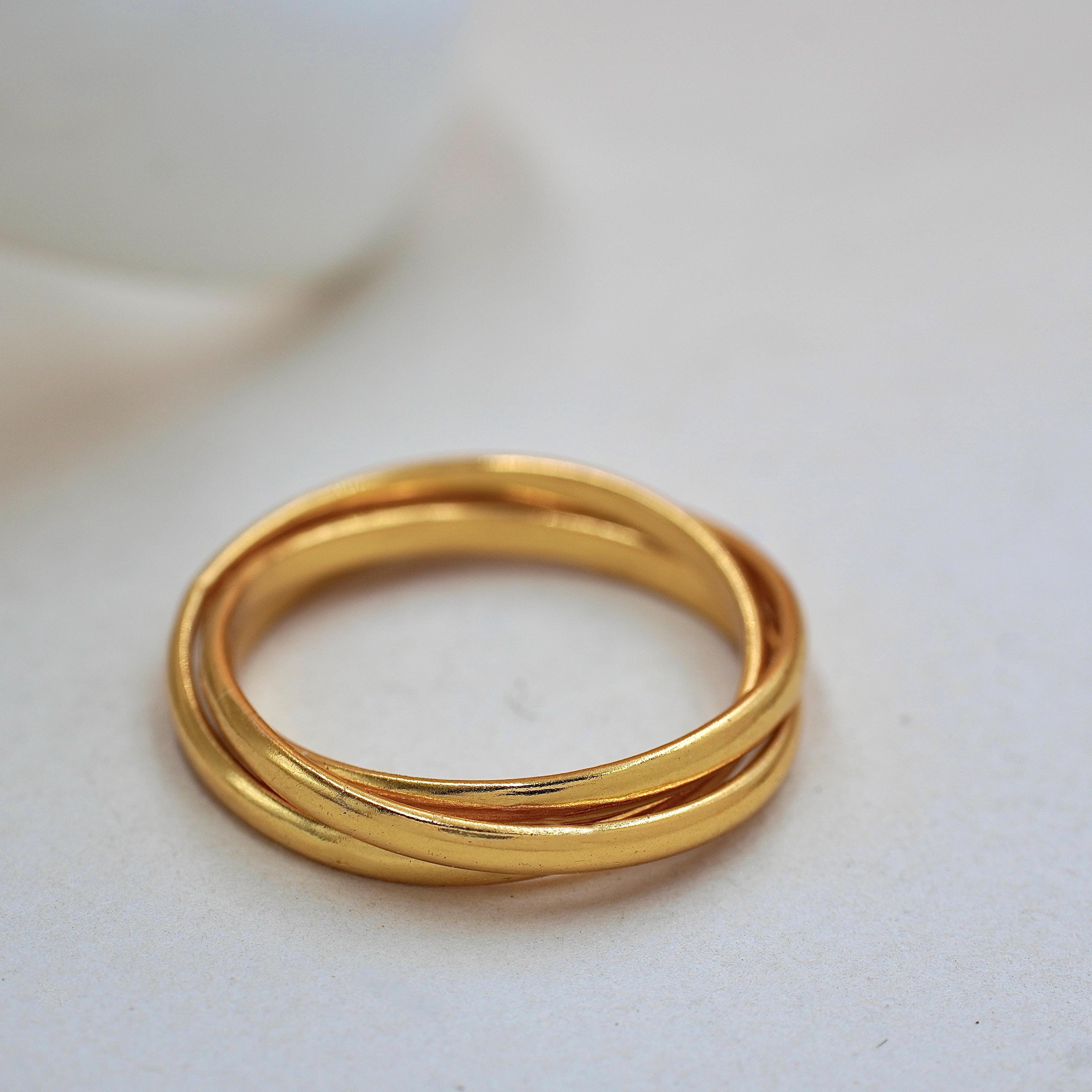 Russian Gold Rings - Triple Interlocking Bands - Three Rolling Rings ...