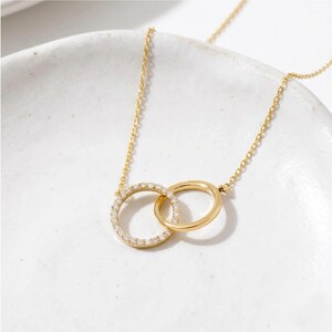 Interlocking Circle Necklace - Gold Double Rings Necklace -  Infinity necklace - Dainty Circle Necklace - Mothers day gift - Gift For Her