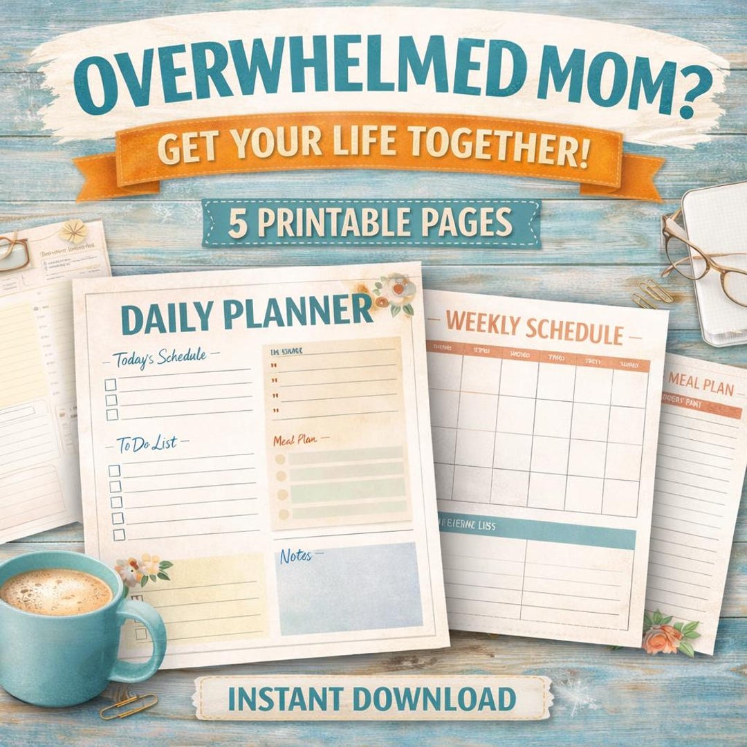 Overwhelmed Mom Planner Printable, Busy Mom Reset Planner, Daily Weekly ...