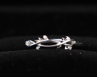 Vine Band | Round Brilliant Cut Lab Grown Diamond Leaf Ring | Whimsical Fine Jewelry