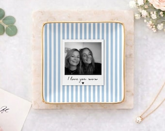 Personalized Photo Jewelry Dish for Mom, Mother’s Day Gift for Mom, Custom Trinket Tray