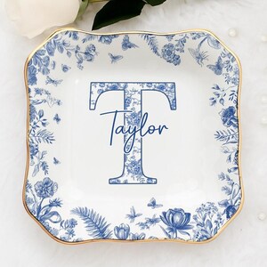 Benutzerdefinierte Chinoiserie Anfangsring Schmuckschale, blaue Toile Ring Schmuckschale, mädchenhafte Schmuckschale, Geschenk für sie, 2026 Weihnachtsgeschenk für Frauen