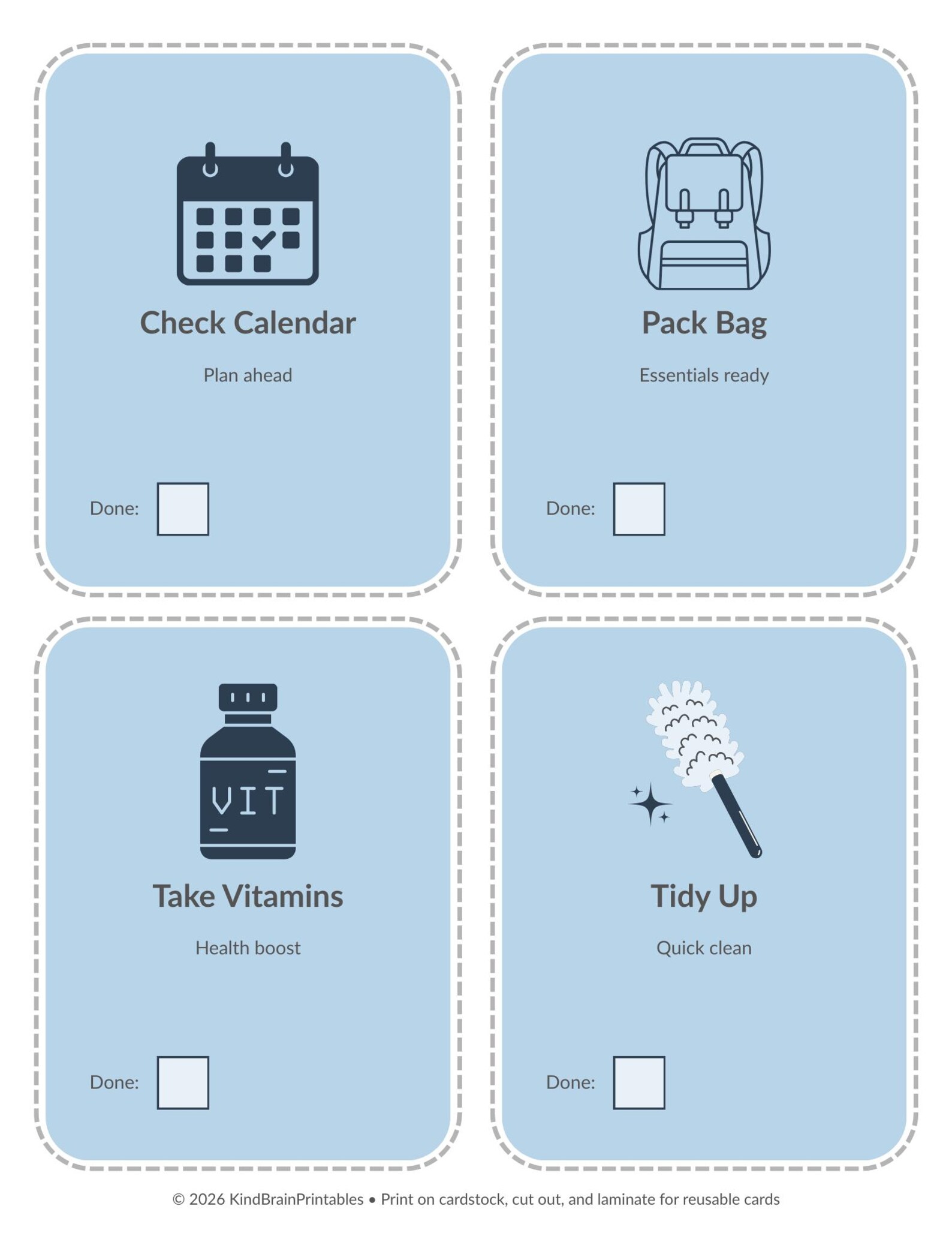 ADHD Morning Routine Cards Printable | Visual Task Cards | Executive ...
