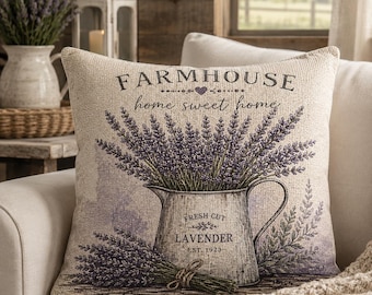 Cuscino decorativo intrecciato color lavanda in stile rustico / Cuscino floreale rustico double face con imbottitura / Decorazione per la casa in stile country francese vintage