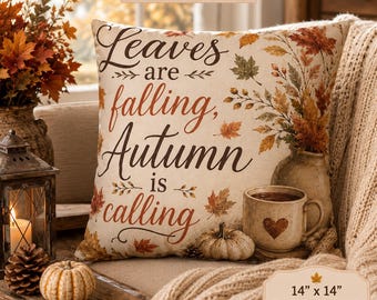 Herbstliche Blätter säumen – Der Herbst ruft! Kissenbezug | Quadratischer Dekokissenbezug | Herbstlicher Landhausstil | Kissenfüllung nicht enthalten