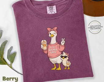 In My Mama Era Comfort Colors Tee, Goose Mom Shirt, Trendy Coquette Mama Graphic Shirt, Iced Coffee Mothers Day Gift