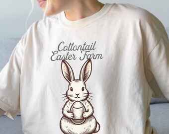 Cottontail Easter Farm Shirt, Vintage Bunny Graphic Tee, Cottagecore Easter Shirt, Cute Spring Aesthetic T-Shirt, Easter Gift For Her
