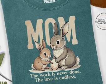 Mothers Day Bunny Shirt, Mom Life Comfort Colors Tee, Cottagecore Mom Shirt, Bunny Mom Gift, Vintage Aesthetic Mom Tee