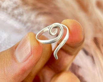 Sterling Silver Sunburst Ring, Minimalist Celestial Boho Jewelry, Adjustable Band