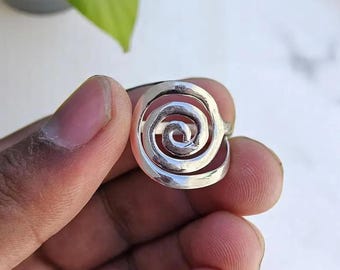Sterling Silver Sunburst Ring, Minimalist Celestial Boho Jewelry, Adjustable Band