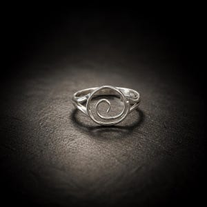 Bague tourbillon en argent sterling, cercle spirale minimaliste, anneau ouvert réglable, bijoux faits main modernes