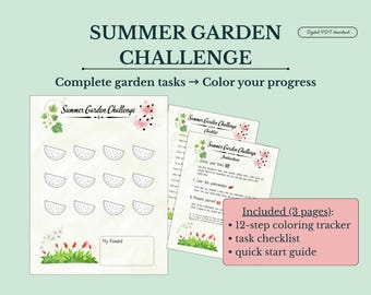 Sommer Garten Challenge Tracker | Checkliste für Malaufgaben (Digitaler Download)