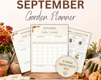 Gartenplaner für September zum Ausdrucken | Monatlicher Gartenkalender, Herbstgartenratgeber & Planungsseiten
