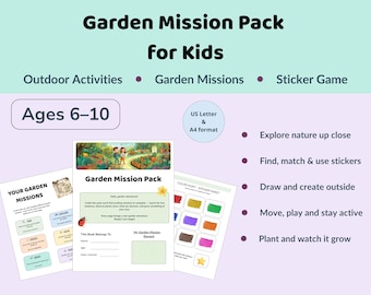 Kids Garden Mission Pack, Schnitzeljagd im Freien, Aufkleberspiel (6-10 Jahre)