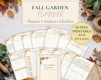 Gartenplaner für den Herbst zum Ausdrucken – Gartenübersicht, Checklisten, Planungsseiten & Ernteprotokoll